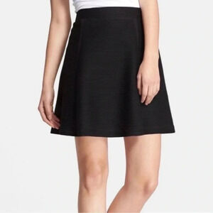Vince. Ottoman Rib Knit A-Line Skater Mini Skirt Black Size Small
